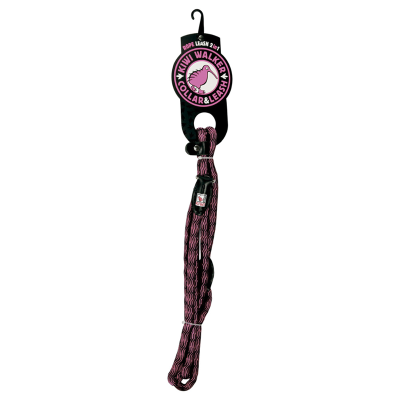Laisse en corde 2en1 - pour chien (Rose, 1,8 m) - Photo 2