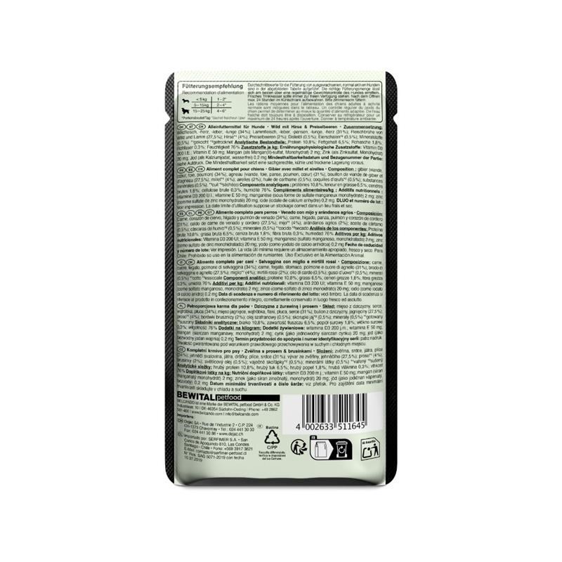 Pâtée pour chien - Sachet fraîcheur Gibier &amp; millet, avec airelles (125 g, Gibier) - Photo 3