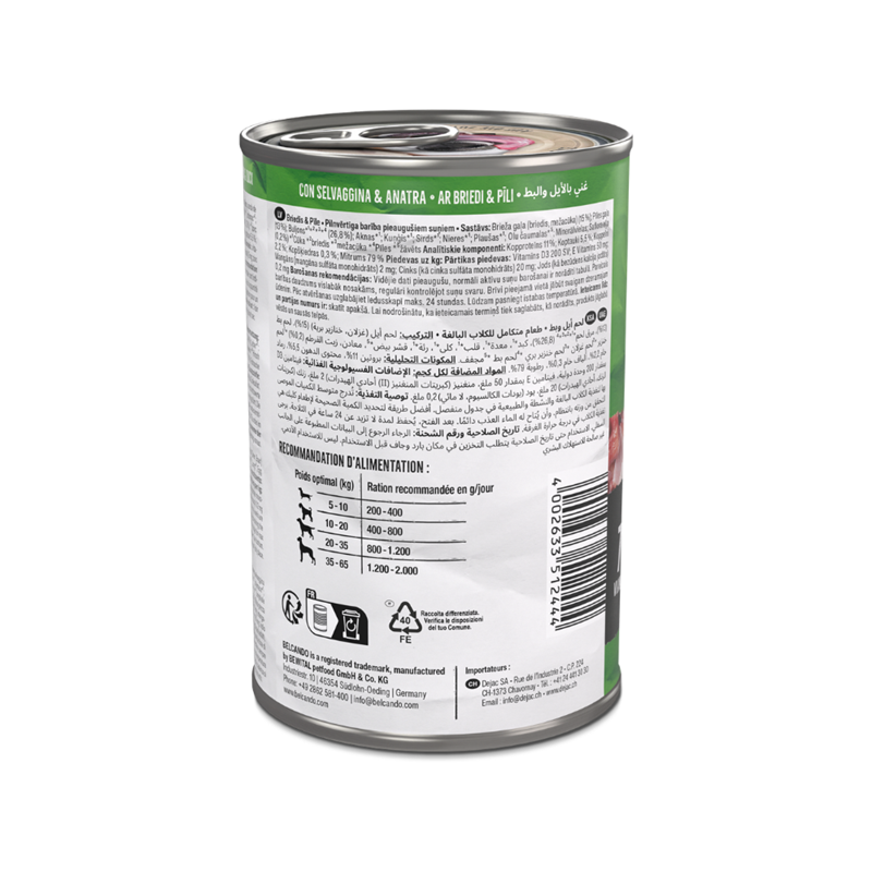 Pâtée pour chien - Boîte  Baseline Gibier et Canard (400 g, Gibier, Canard) - Photo 3