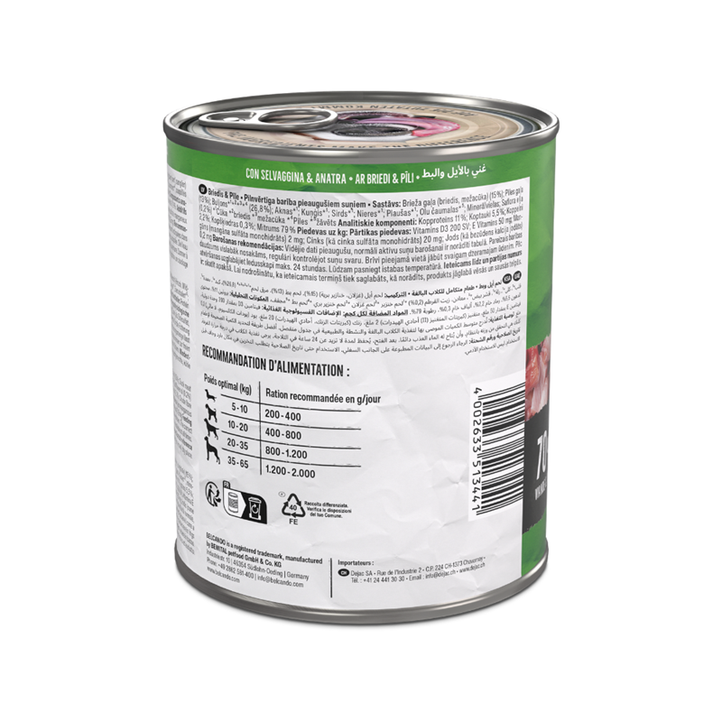 Pâtée pour chien - Boîte  Baseline Gibier et Canard (800 g, Gibier, Canard) - Photo 3