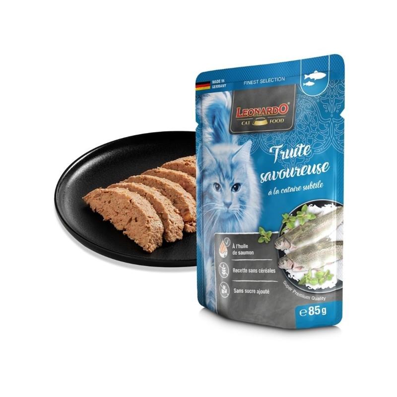 Pâté pour chat - Sachet fraîcheur Truite + herbe à chat (85 g, Truite) - Photo 4