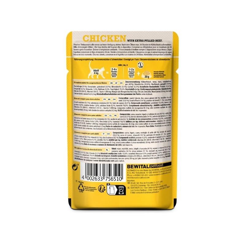 Pâté pour chat - Sachet fraîcheur Poulet + EXTRA Pulled Bœuf (70 g, Poulet, Boeuf) - Photo 2