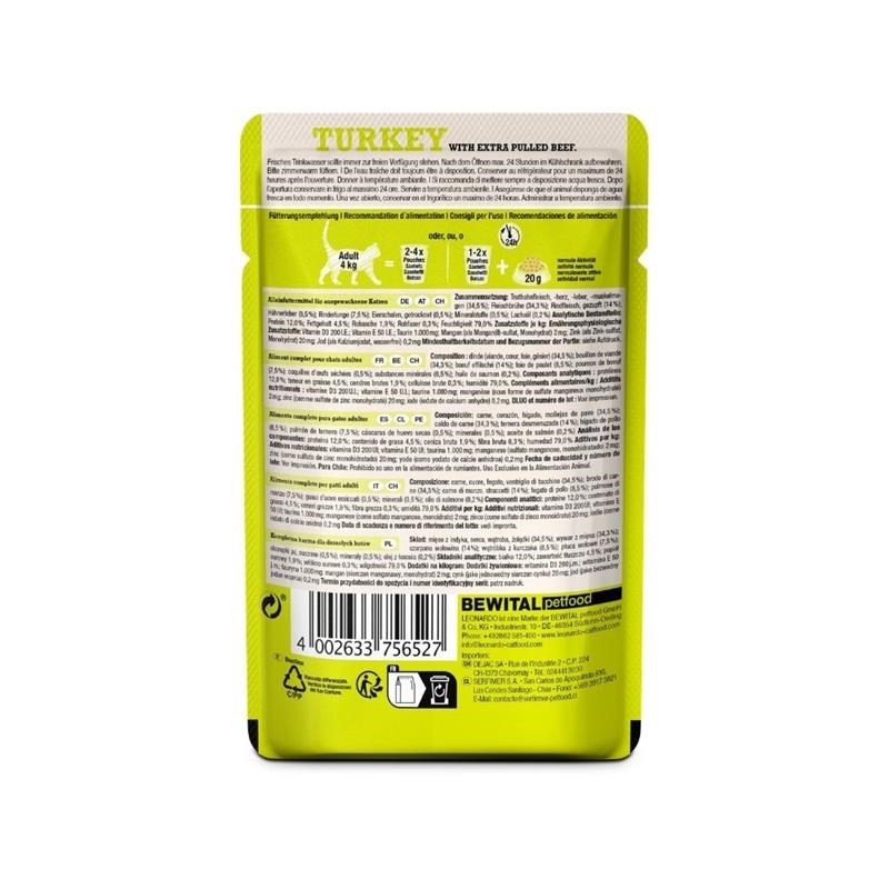 Pâtée pour chat - Sachet fraîcheur Dinde + EXTRA Pulled Boeuf (70 g, Boeuf, Dinde) - Photo 2
