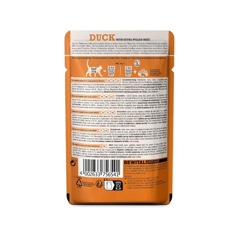 Pâtée pour chat - Sachet fraîcheur Canard + EXTRA Pulled Boeuf (70 g, Boeuf, Canard) - Photo 2