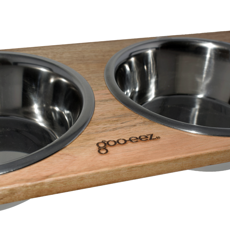 Gamelle double en bois de manguier pour chien (S) - Photo 3
