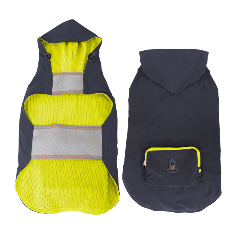 Poncho imperméable pour chien à capuche (XXL, Charbon, jaune, 64 cm) - Photo 2