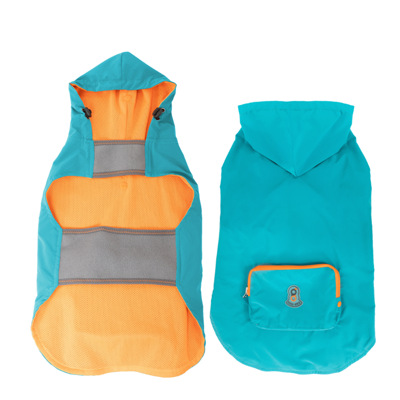 Poncho imperméable pour chien à capuche (L, Turquoise, gris, 51 cm) - Photo 2