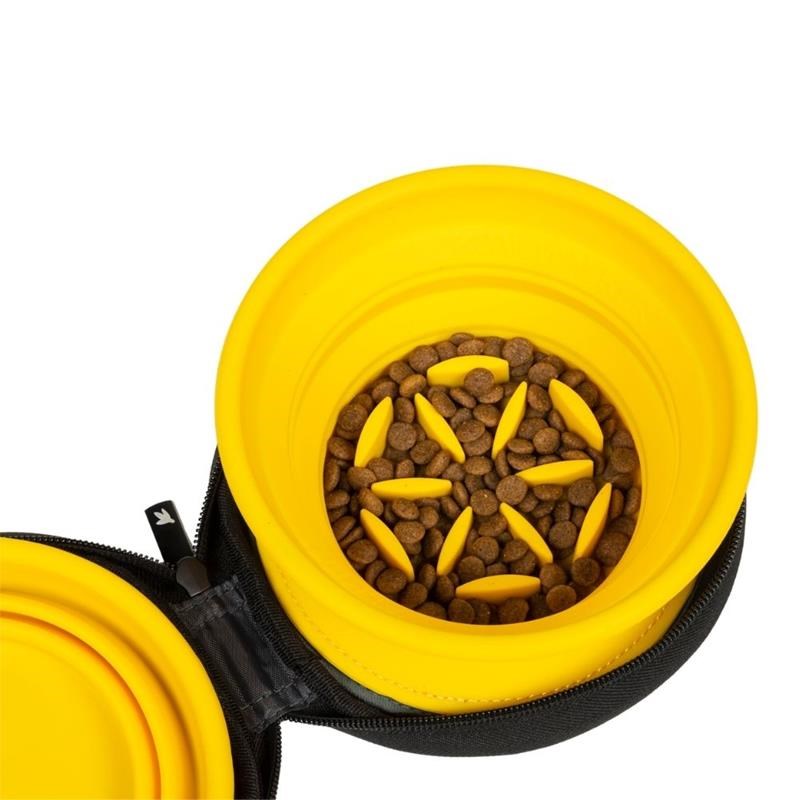 Gamelle pliante double de voyage slowfeeder pour chien (Orange) - Photo 2
