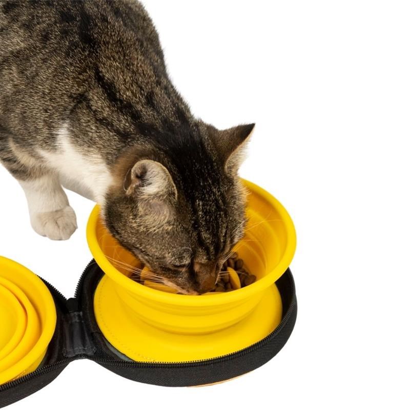 Gamelle pliante double de voyage slowfeeder pour chien (Orange) - Photo 3