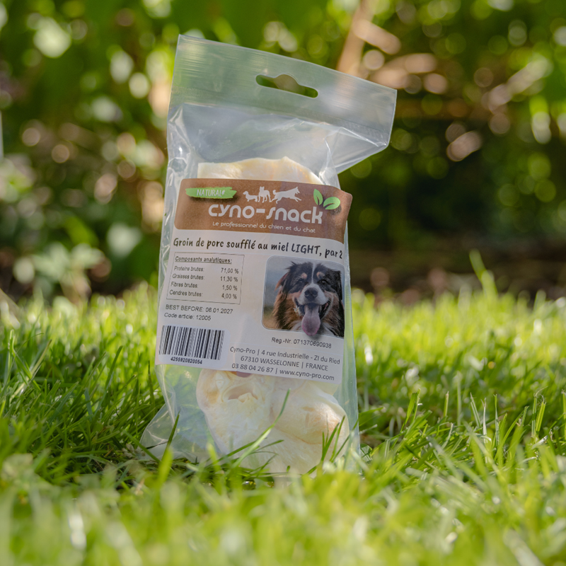 Groin de porc soufflé au miel LIGHT pour chien (Porc) - Photo 6