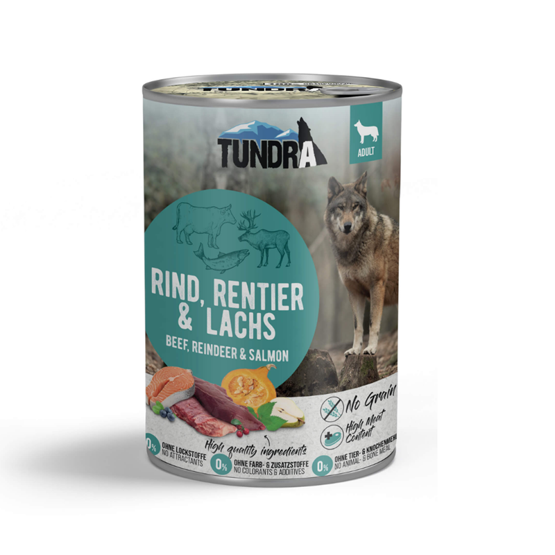 Boite pour chien - Bœuf, renne et saumon (400 g, Boeuf, Renne, Saumon) - Photo 2