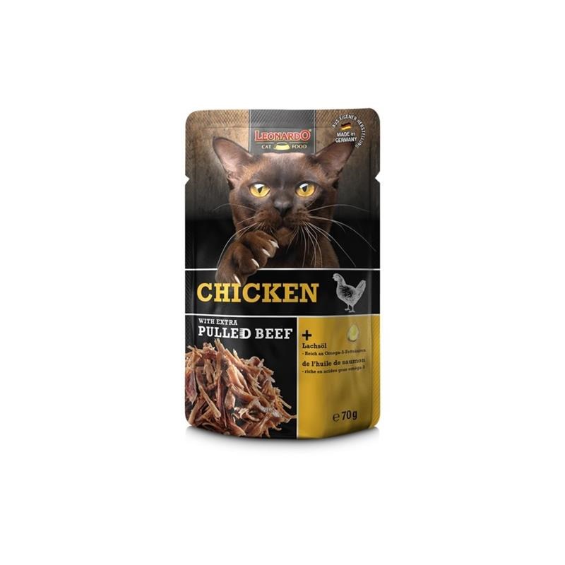 Pâté pour chat - Sachet fraîcheur Poulet + EXTRA Pulled Bœuf (70 g, Poulet, Boeuf)