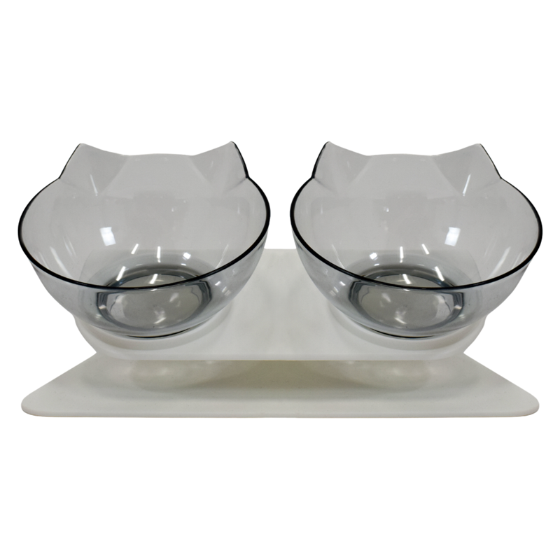 Gamelle double anti-vomissement pour chat (Gris)