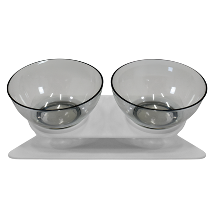 Gamelle double anti-vomissement pour chien et chat - Gris