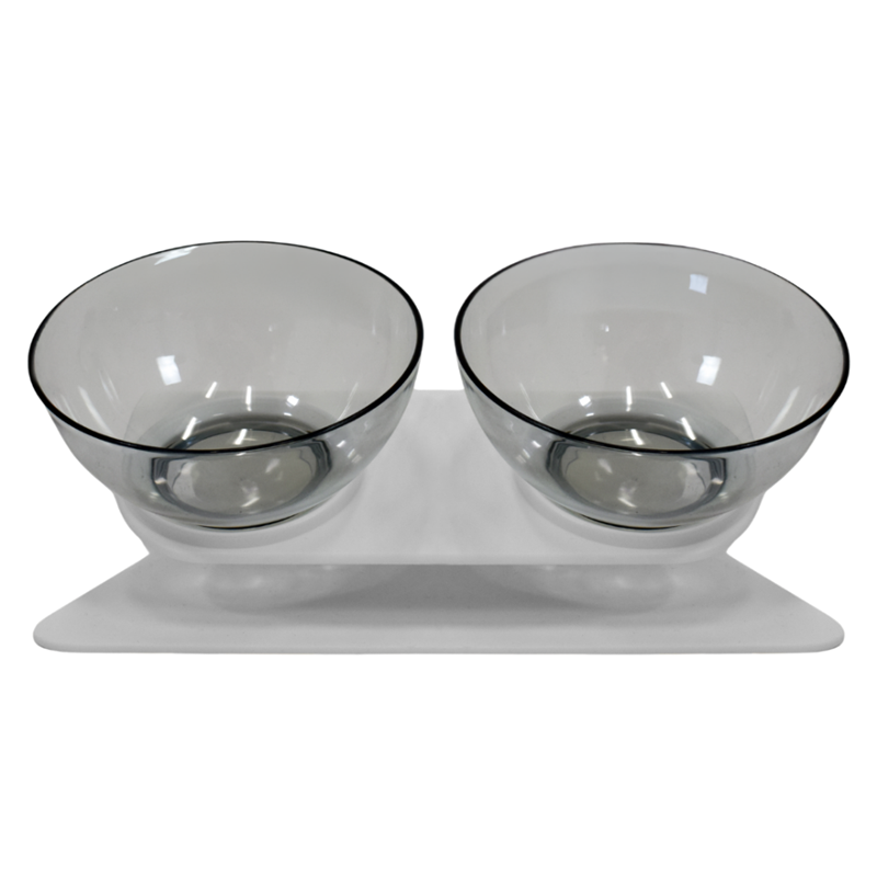 Gamelle double anti-vomissement pour chien et chat (Gris)