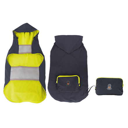 Poncho imperméable pour chien à capuche - Charbon, jaune