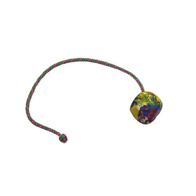 Balle en caoutchouc carrée (6 cm) pour chien avec corde 50 cm (6 cm, 50 cm)