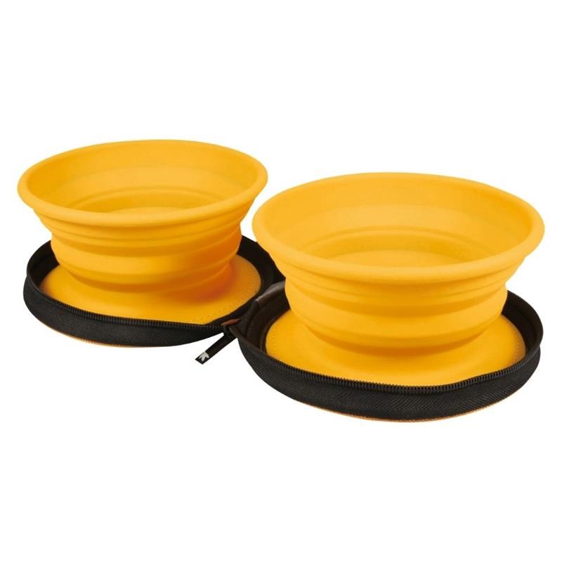 Gamelle pliante double de voyage pour chien (Orange)