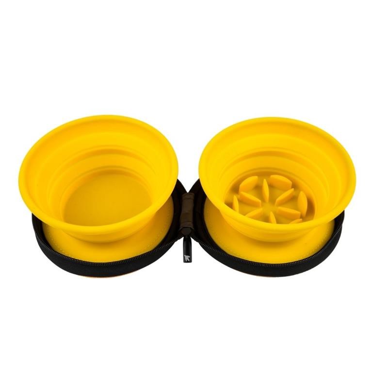 Gamelle pliante double de voyage slowfeeder pour chien (Orange)