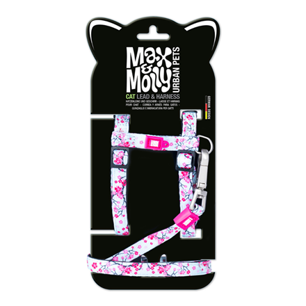 Set harnais et laisse pour chat - Fleur de cerisier