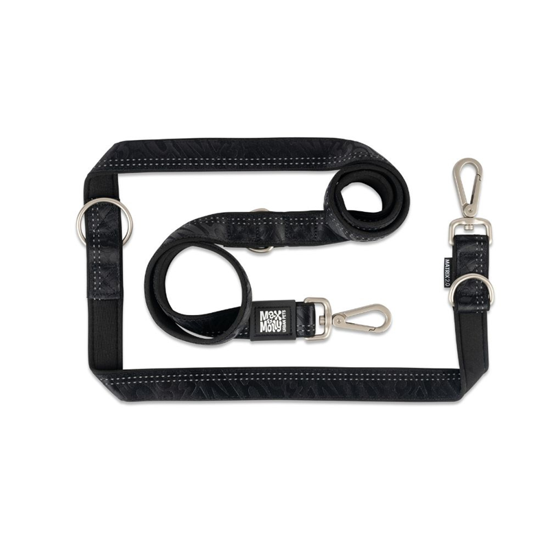 Laisse multi-fonction pour chien Matrix 2.0 (Noir, XS, 1,6 m)