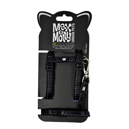 Set harnais et laisse pour chat - Noir