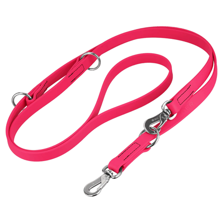 Laisse pour chien en biothane 3 positions - Rose