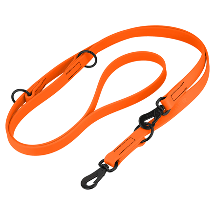 Laisse pour chien en biothane 3 positions - Orange