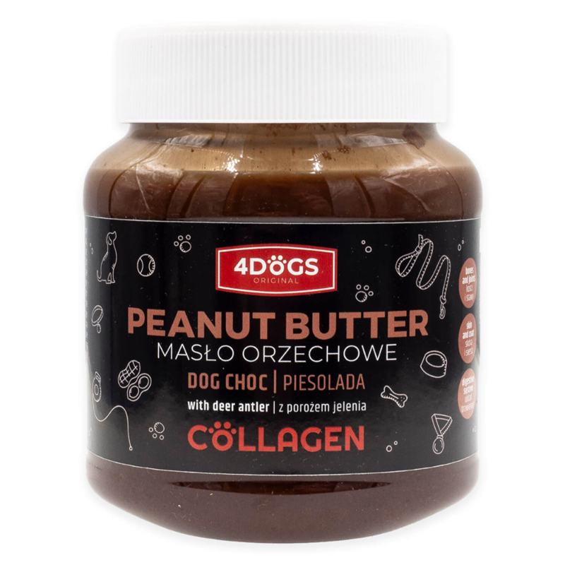 Beurre de Cacahuètes au chocolat pour chien avec poudre de Bois de Cerf (330 g, Cacahuète)